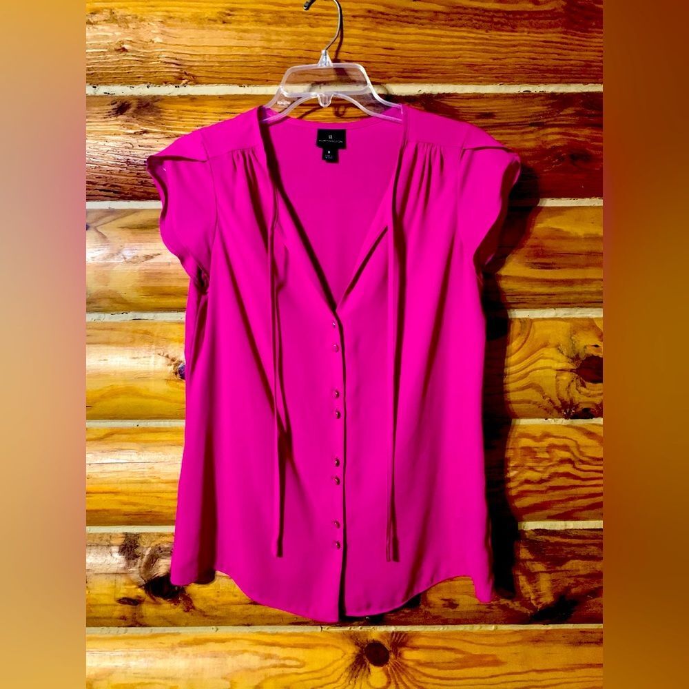 Worthington Hot Pink Button Down Blouse Business Office Wear Small